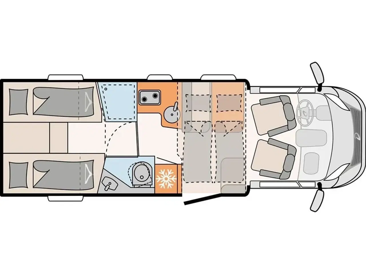 Billede 2 - 2025 - Dethleffs Trend T 7057 EB   Super flot, nyudviklet Dethleffs Trend, automatgear, enkeltsenge, L-siddegruppe
