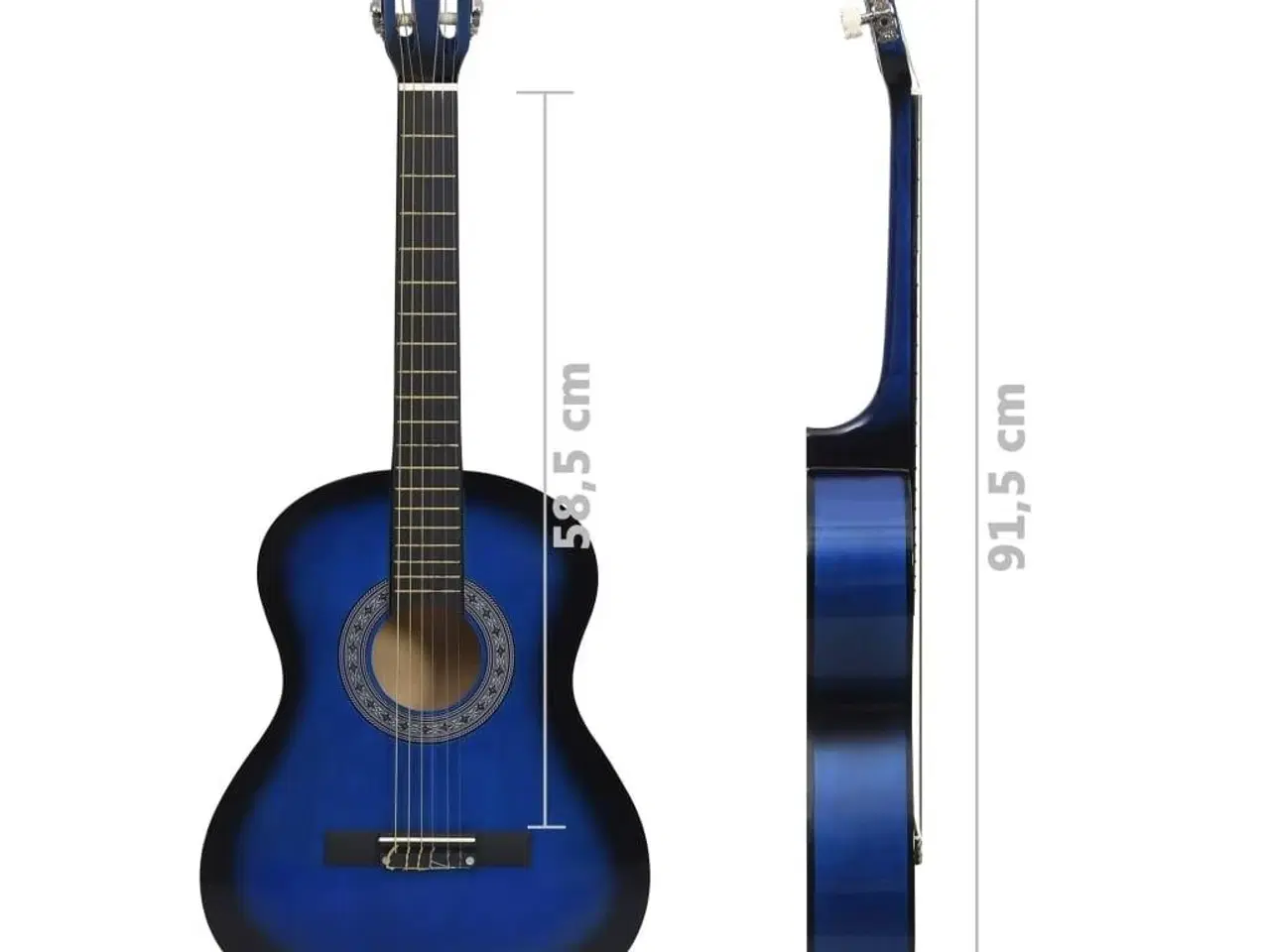 Billede 11 - Klassisk guitarsæt 8 dele til børn og begyndere 3/4 36" blå