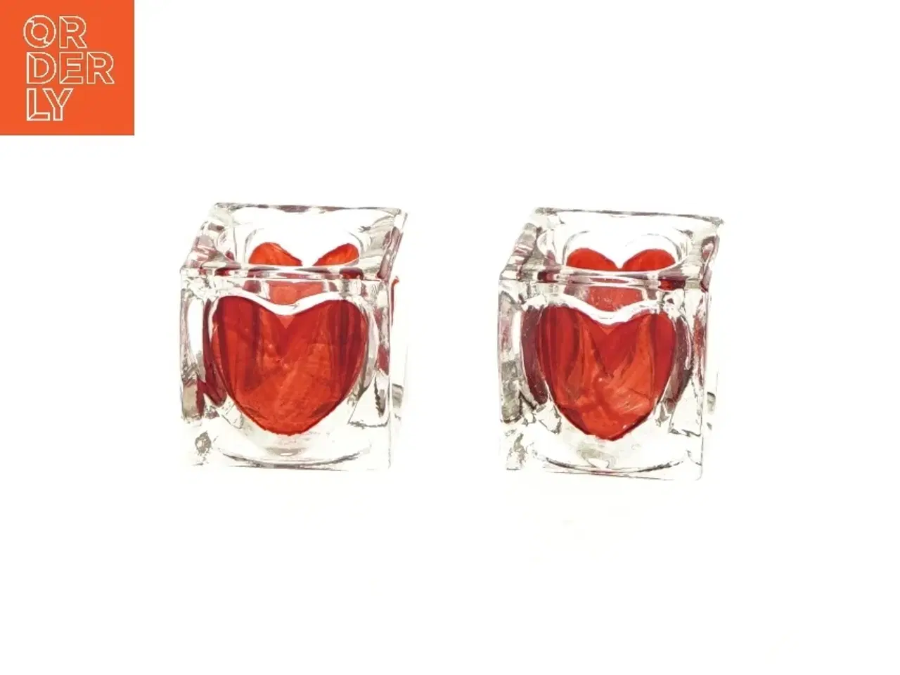 Billede 1 - Glas fyrfadsstager med hjerte (str. 5,5x5,5x5,5 cm)