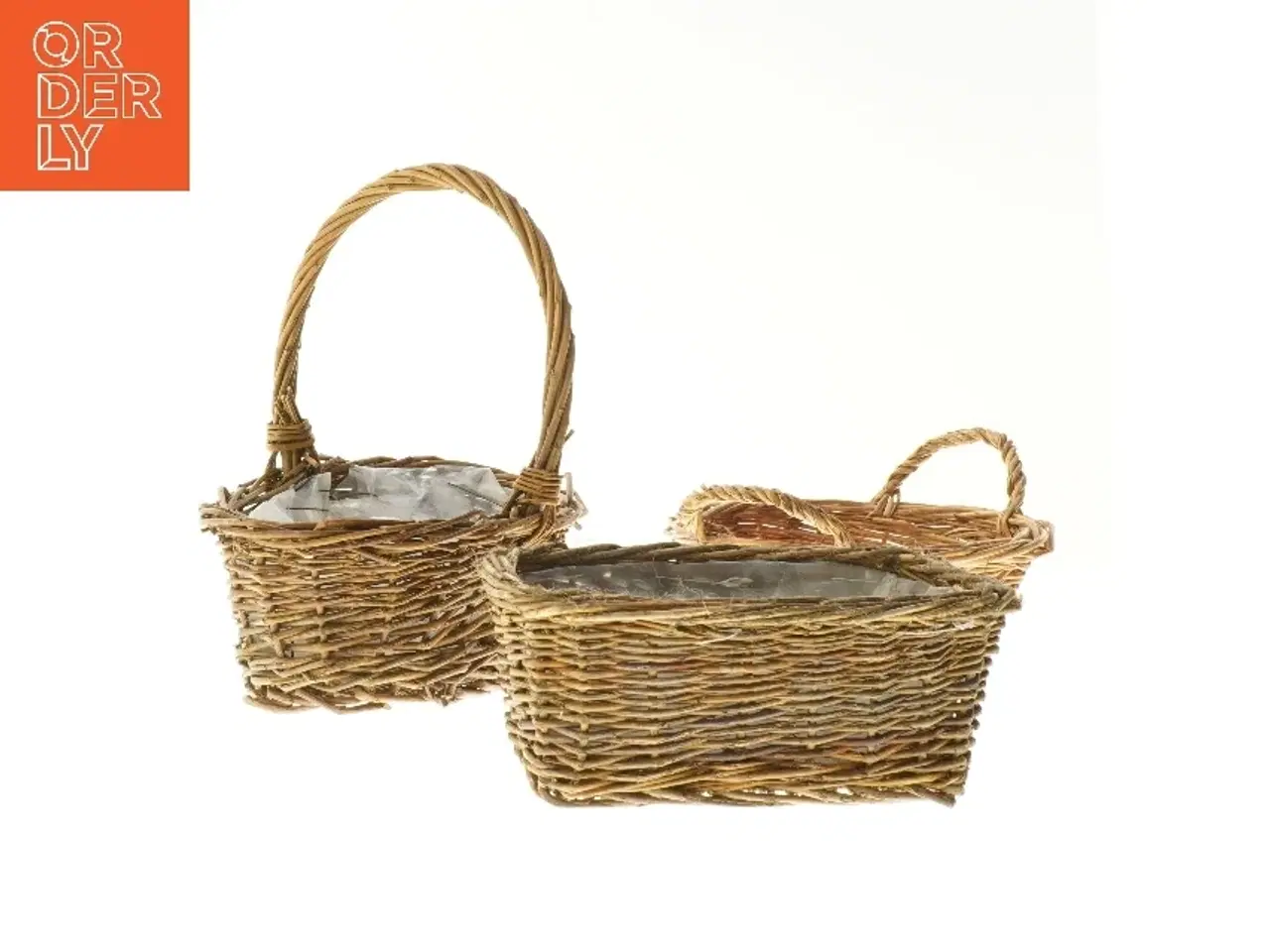 Billede 1 - 3 Flettede kurve med håndtag (str. 8x15x9 cm)