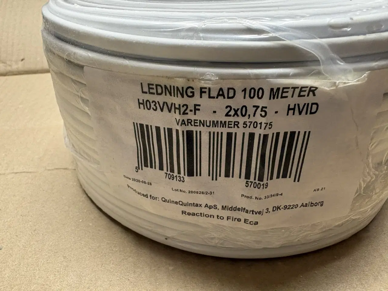 Billede 2 - 1 rulle ny hvid flad netledning