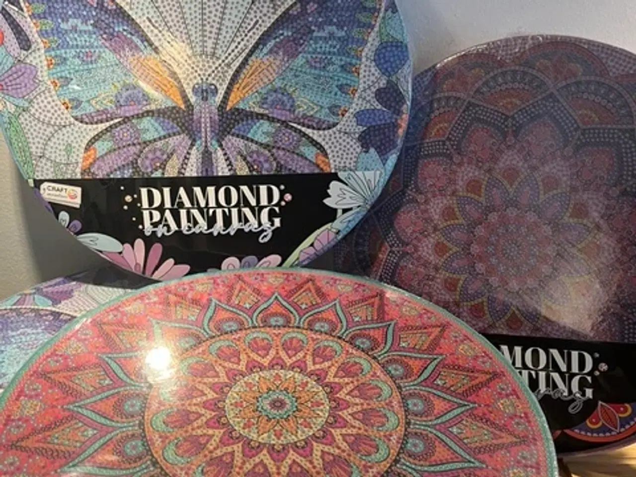 Billede 1 - 3 Diamond Painting-sæt –Mandala&Sommerfugle-motiv