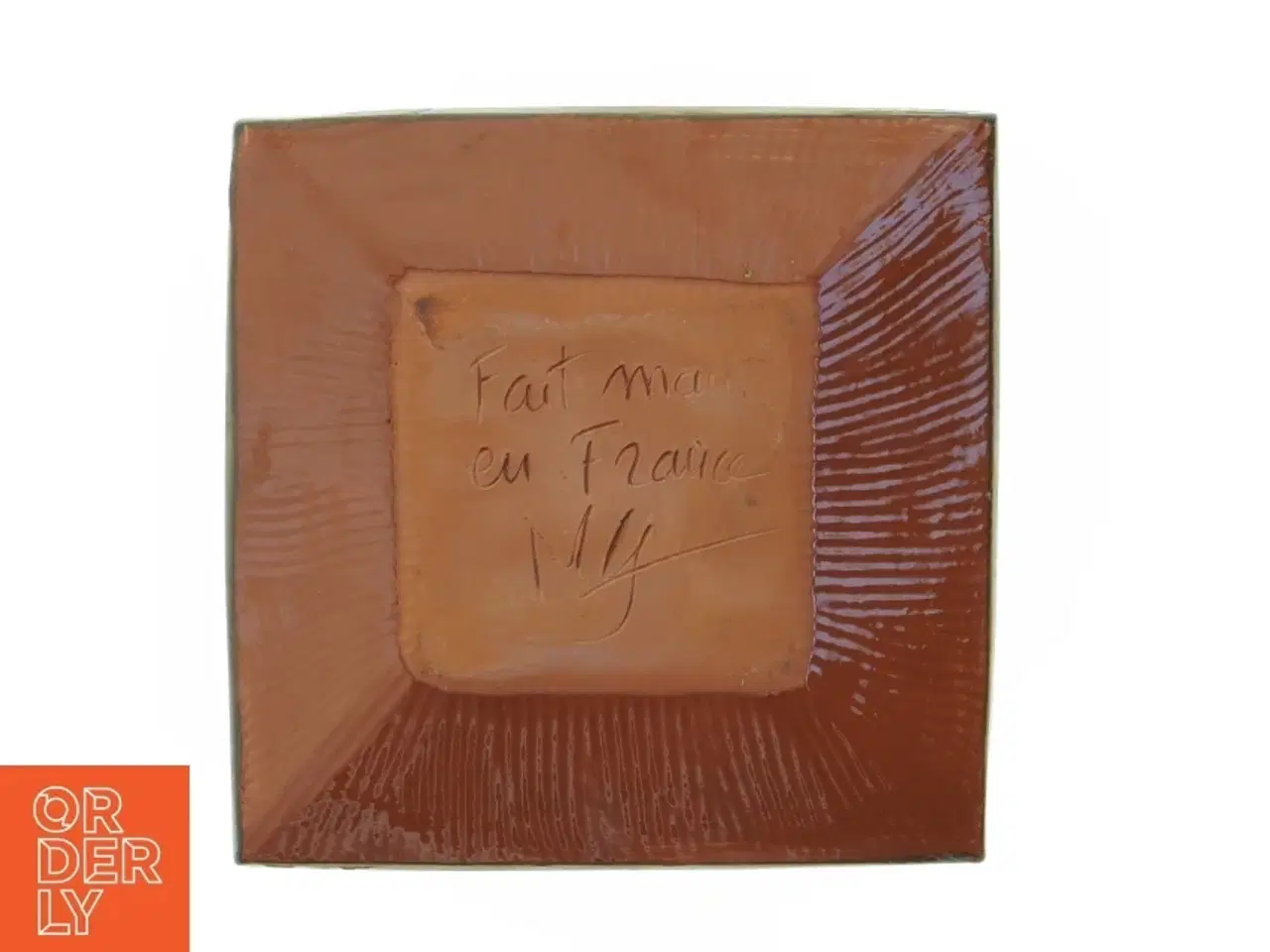 Billede 2 - Håndlavet fransk keramiktallerken (str. 22x22 cm)