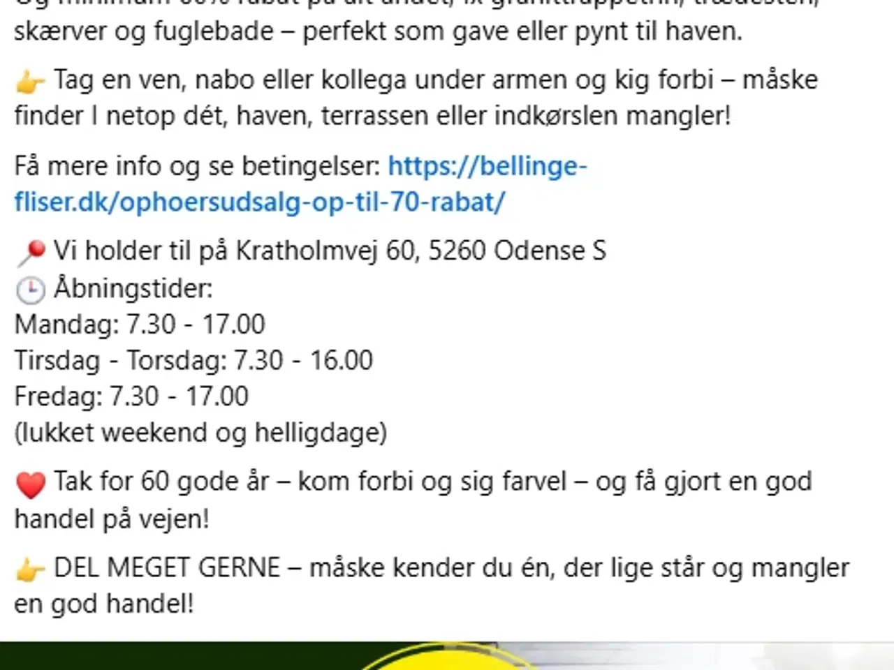 Billede 1 - OPHØRSUDSALG OP TIL 80% RABAT HOS BELLINGE FLISER