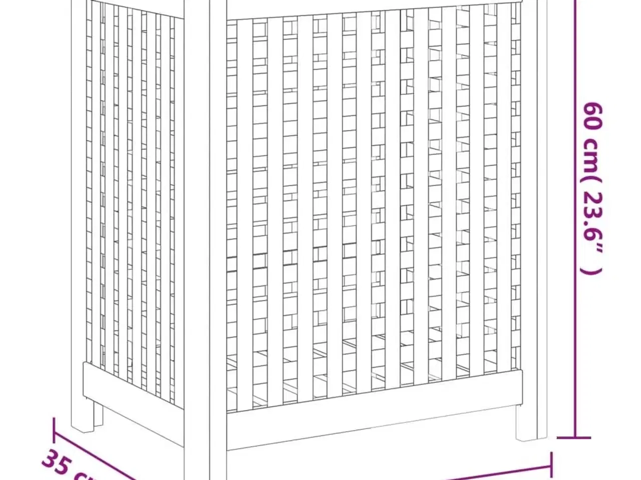 Billede 7 - Vasketøjskurv 50x35x60 cm massivt teaktræ