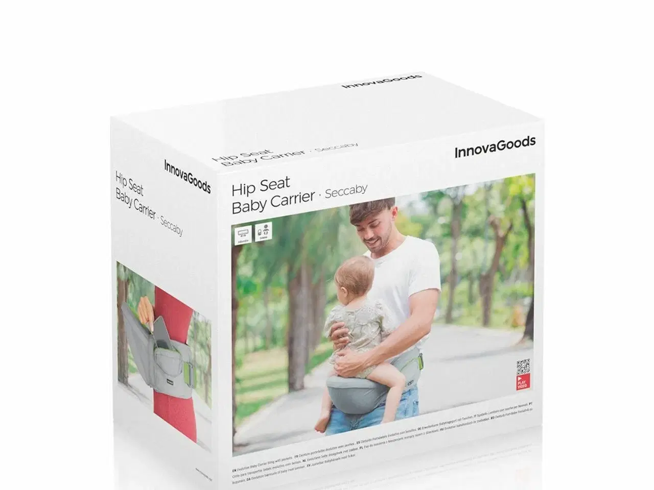 Billede 2 - Seccaby ergonomisk bæresele med hoftebælte og lommer - (grå/grøn)