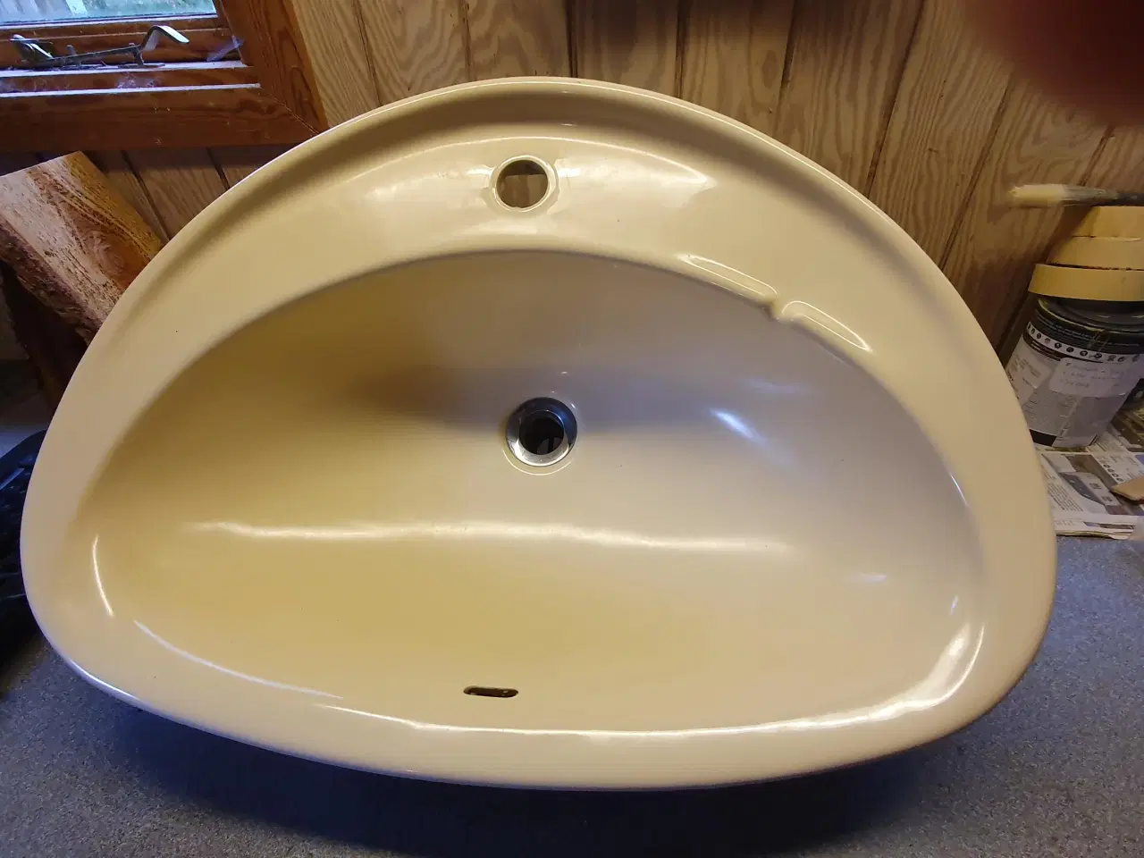 Billede 1 - Retro Håndvask og toilet bræt i gul keramik