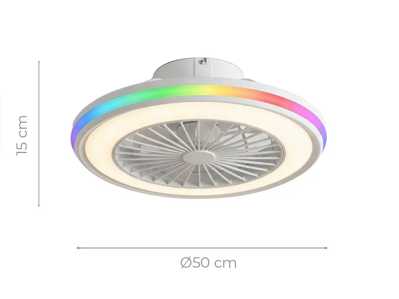 Billede 3 - Nexory loftventilator med skjulte blade og RGB LED - fjernbetjent, hvid, Ø 50 cm