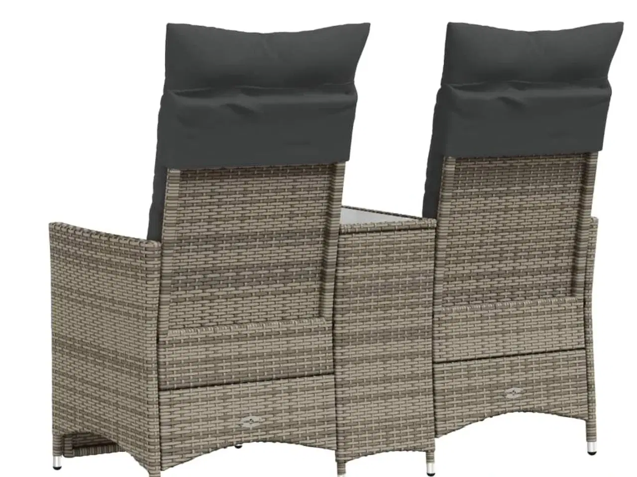 Billede 6 - 2-personers havesofa med bord og lænefunktion polyrattan grå
