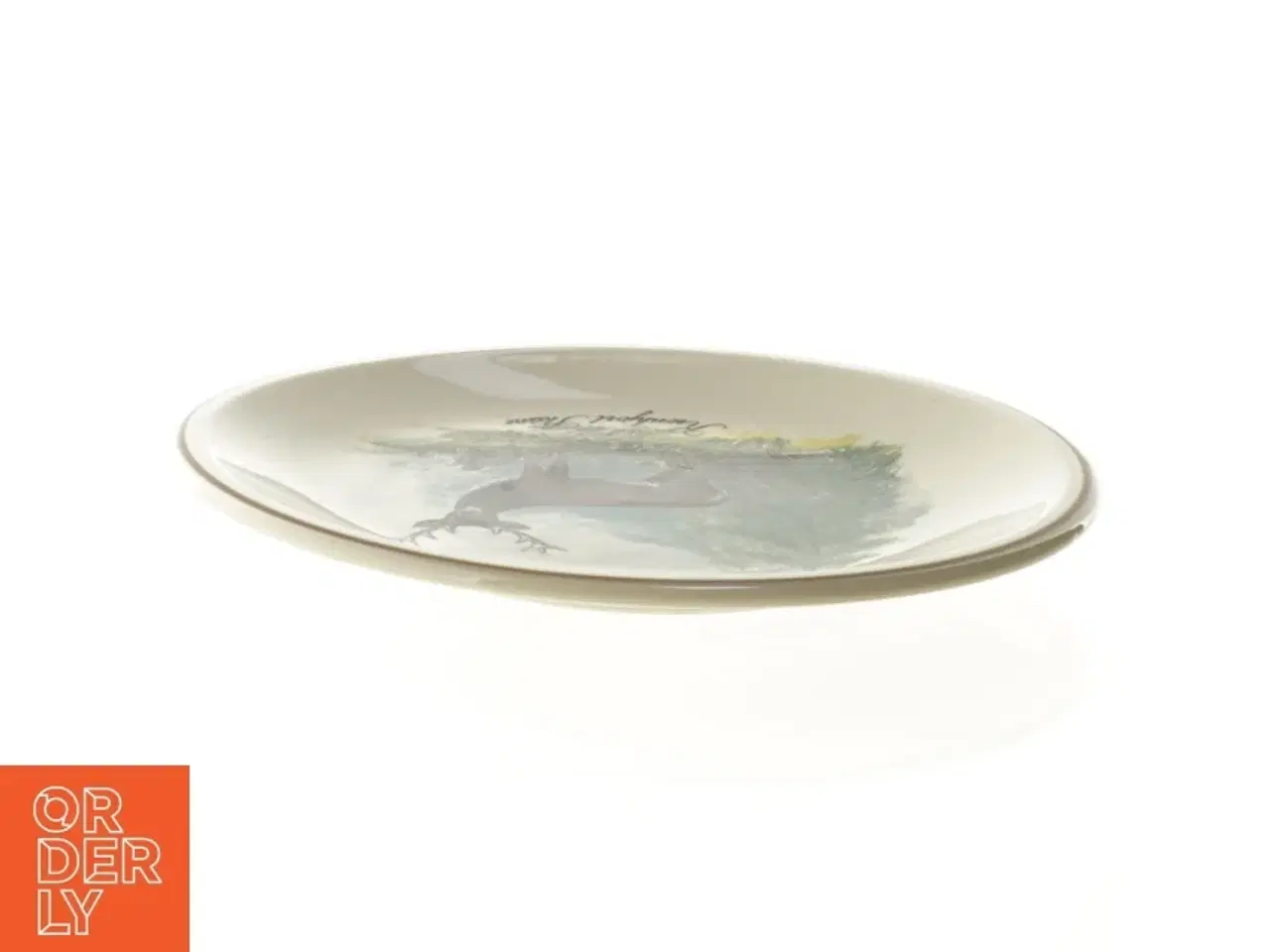 Billede 2 - Tallerken med hjorte motiv fra Annaburg (str. 19 x 19 cm)