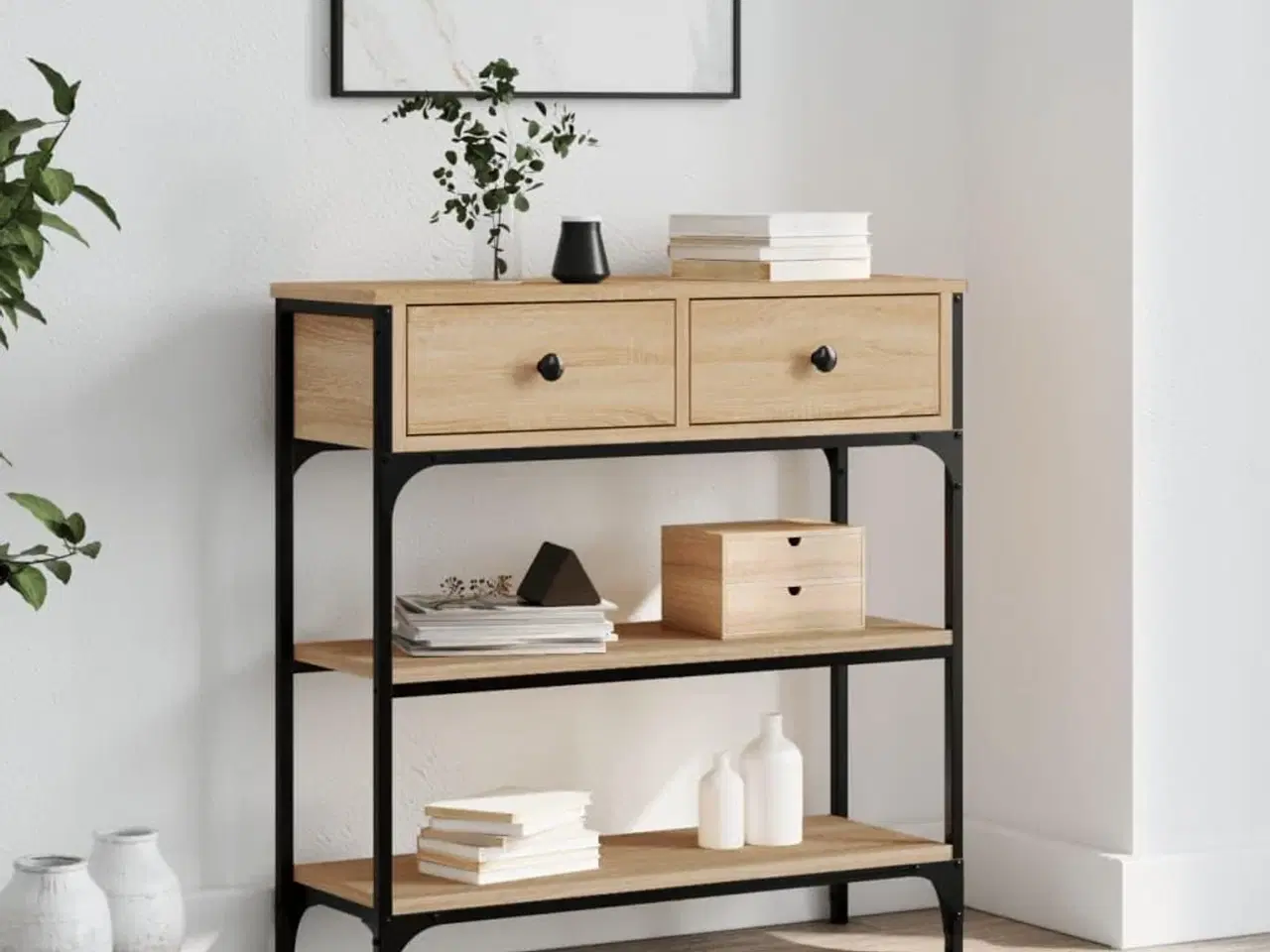 Billede 1 - Konsolbord 72,5x25x75 cm konstrueret træ sonoma-eg