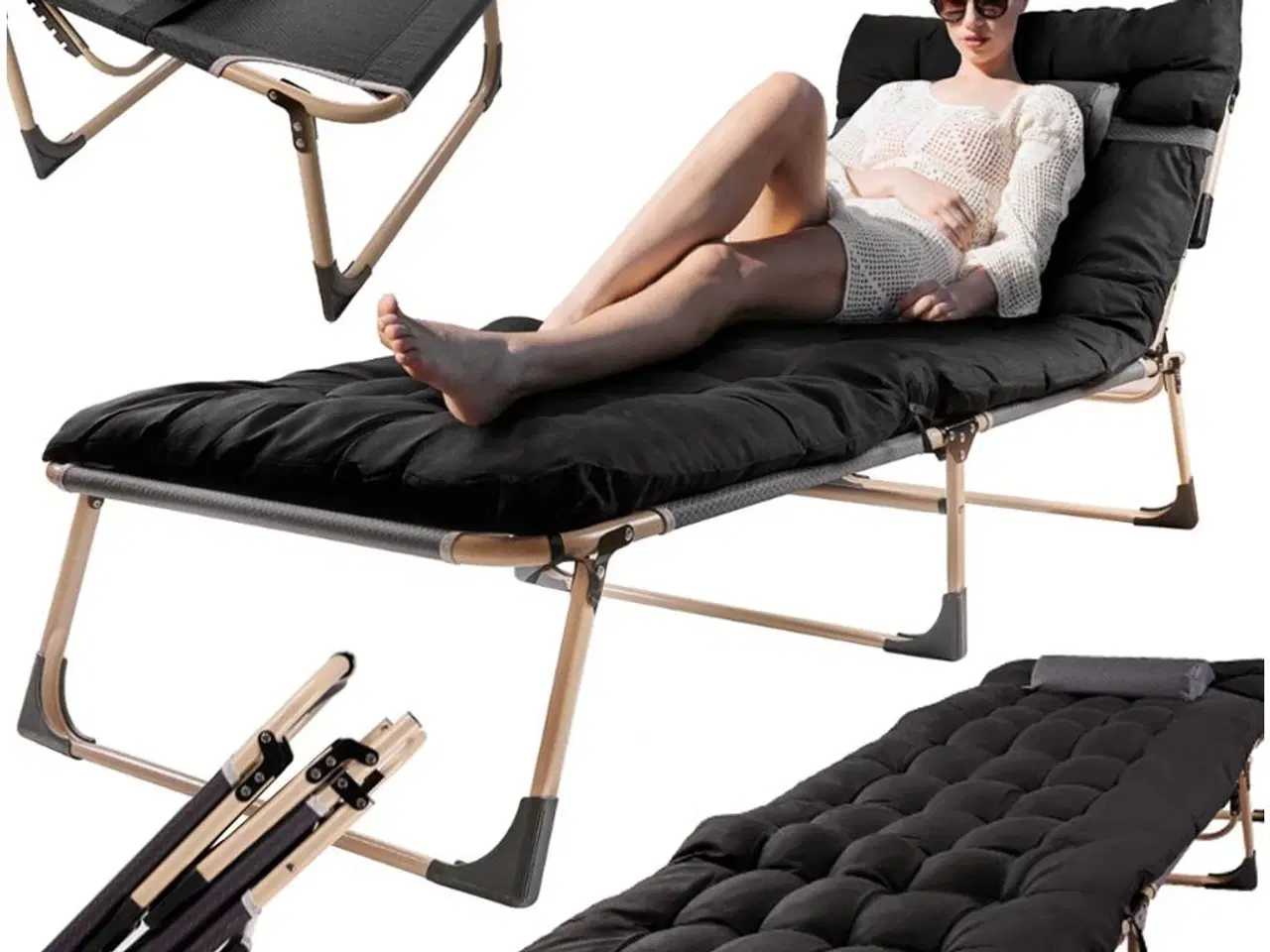 Billede 7 - Sammenklappelig feltseng 193 cm – sort rejsefeltseng med puder