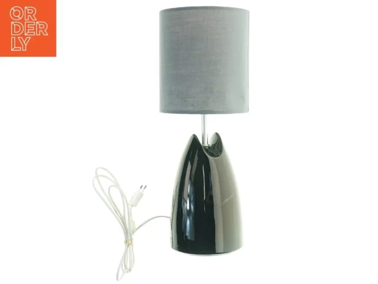 Billede 1 - Johgus Bornholm Bordlampe med grå stofskærm og sort fod (str. 48 x 18 cm)