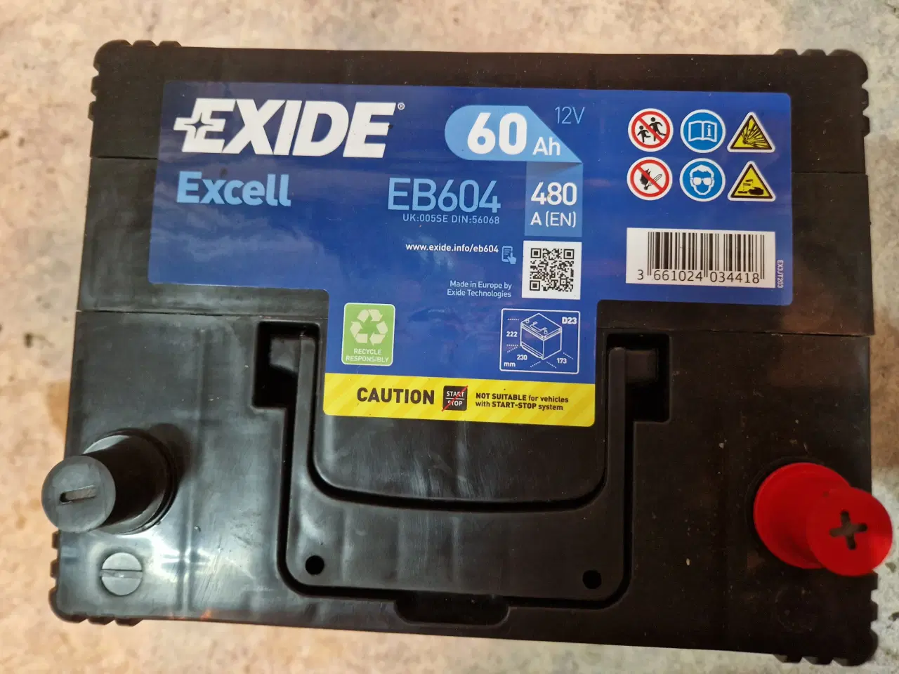 Billede 1 - Bil batteri Exide EB604, 60Ah