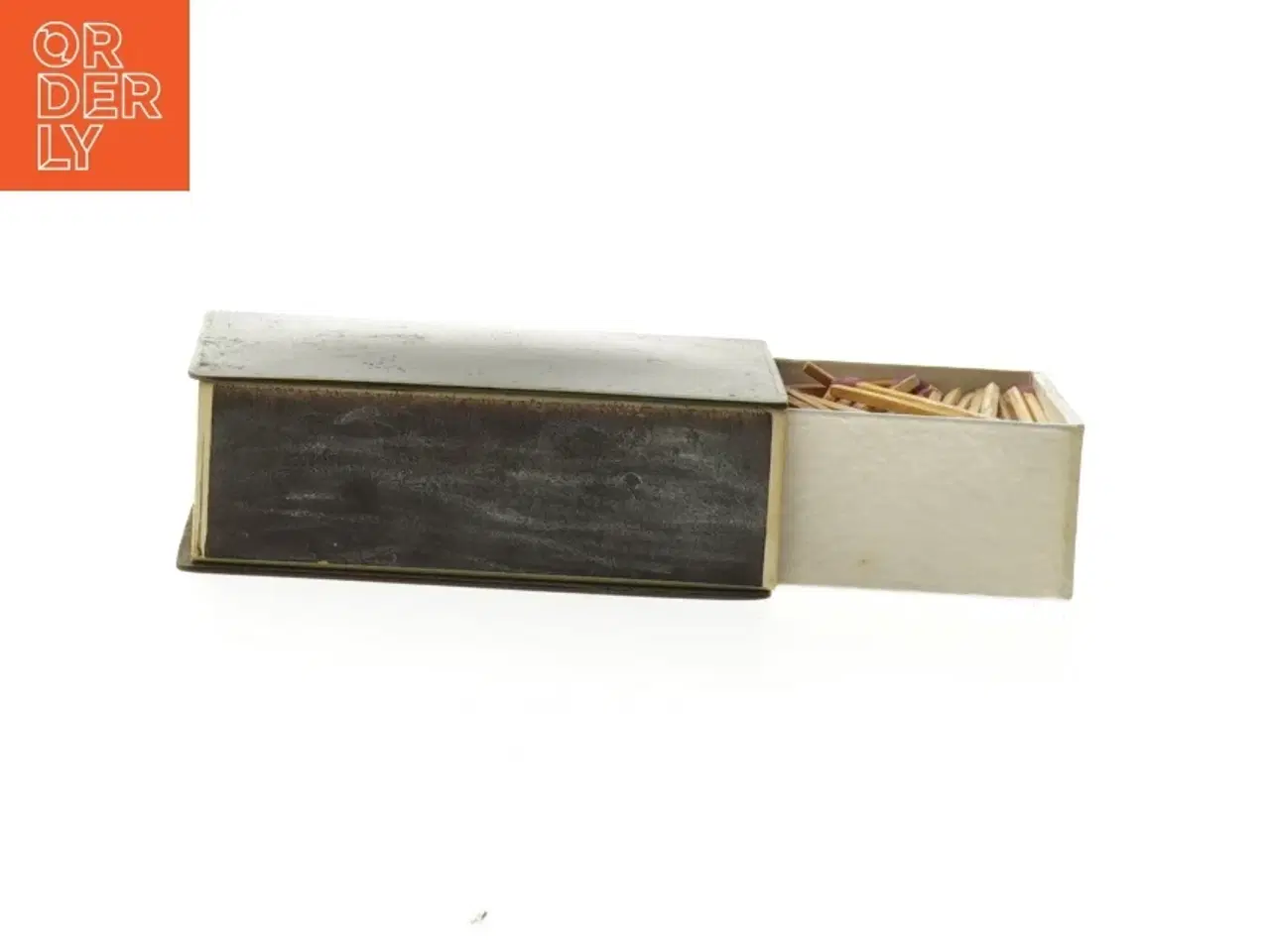 Billede 4 - Tin tændstikæske med tændstikker (str. 10x6x3,5 cm)