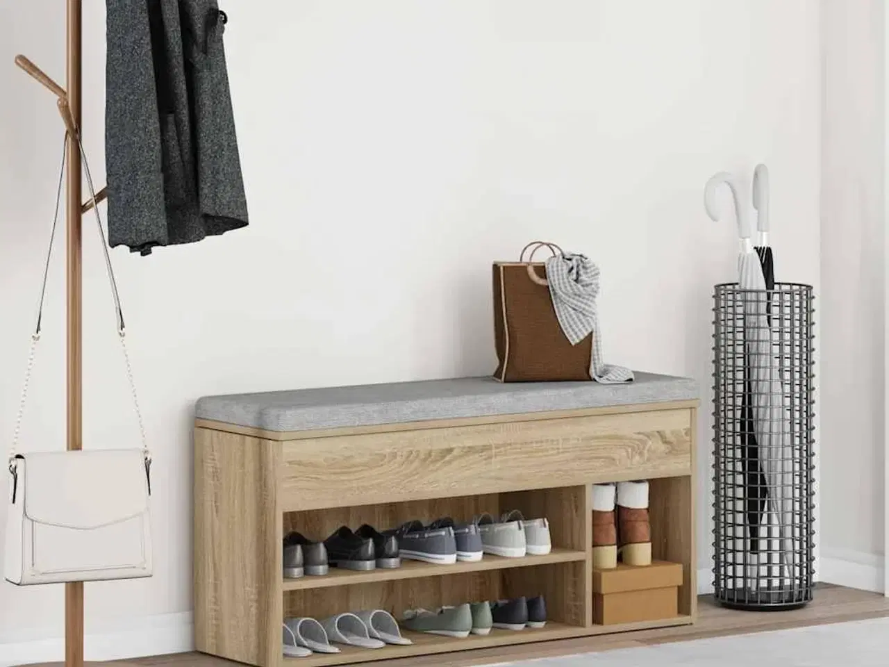 Billede 3 - Skobænk 102x30,5x45 cm konstrueret træ sonoma-eg