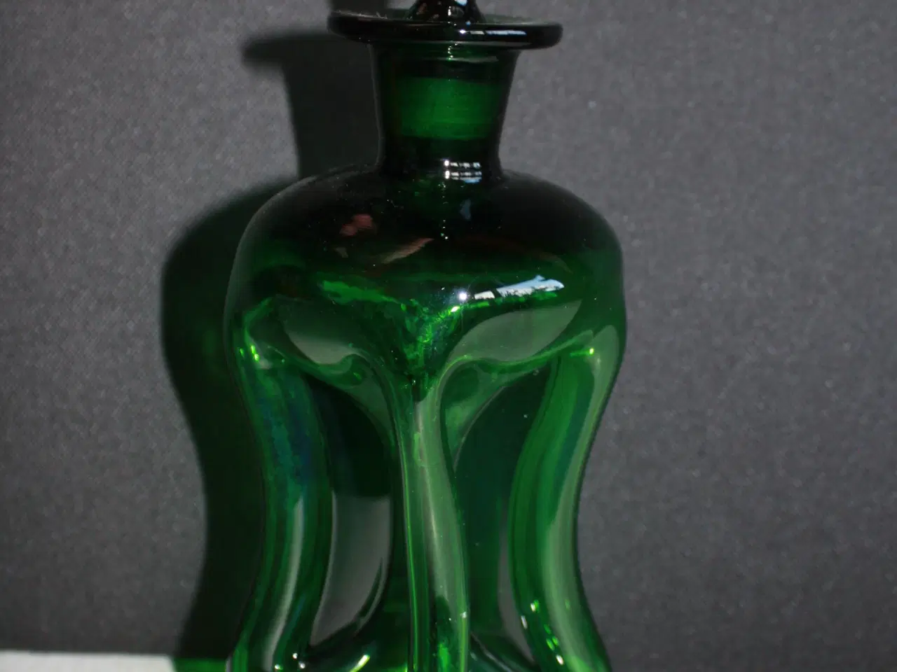 Billede 7 - Grøn klukflaske fra Holmegaard