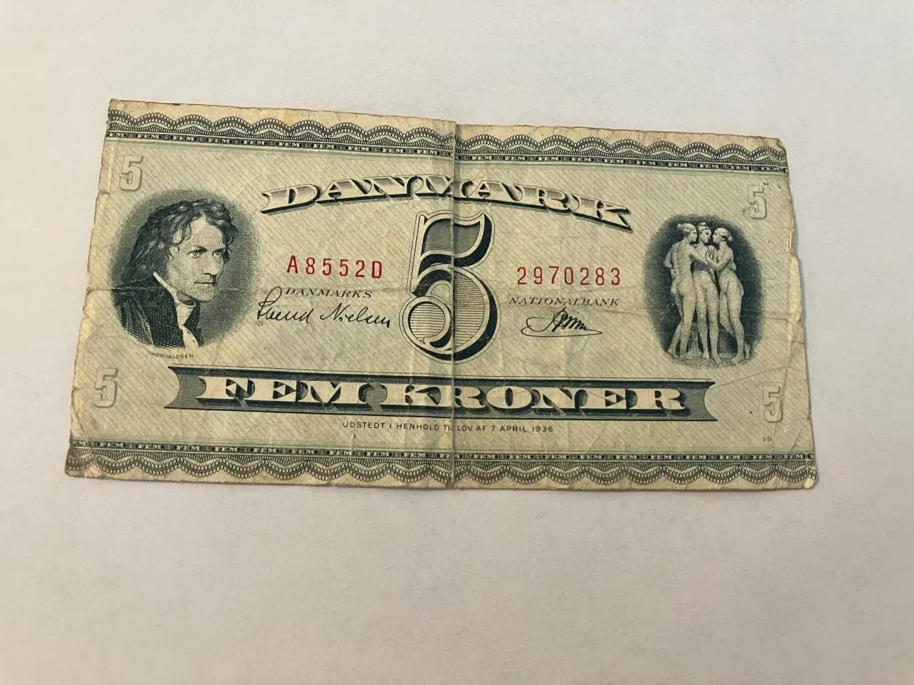 Billede 1 - 5 Kroner 1955 - Dårlig stand