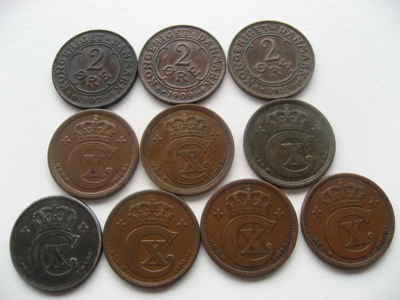 Billede 1 - FLOTTE BRONZE 2 ØRER 1914-1923 ialt 10 stk.