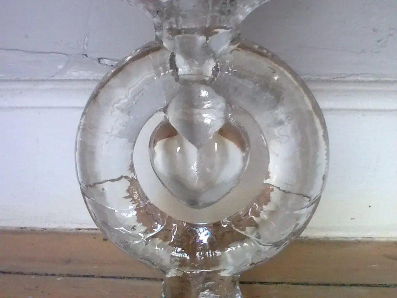 Billede 1 - Svensk is frost glas lysestage kunst fra Pukeberg