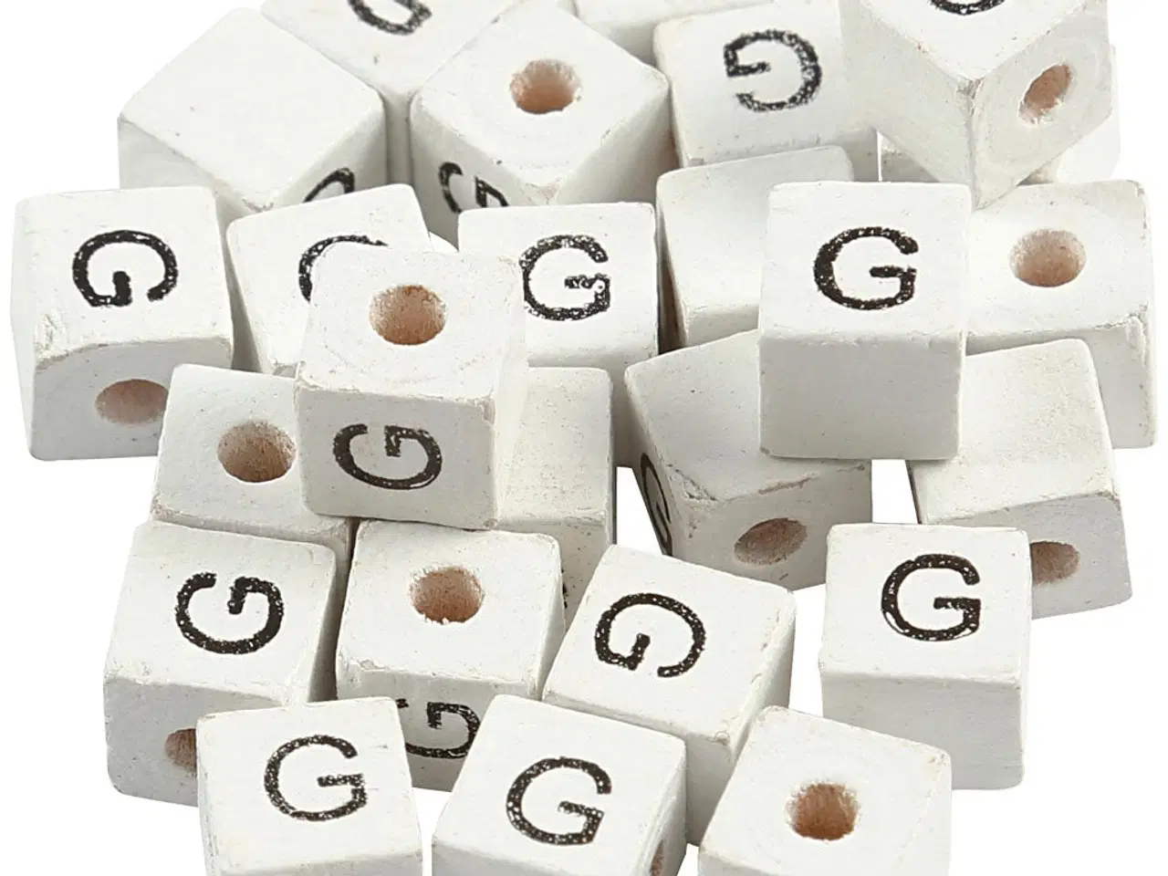 Billede 1 - Bogstavperle, G, str. 8x8 mm, hulstr. 3 mm, hvid, 25stk./ 1 pk.