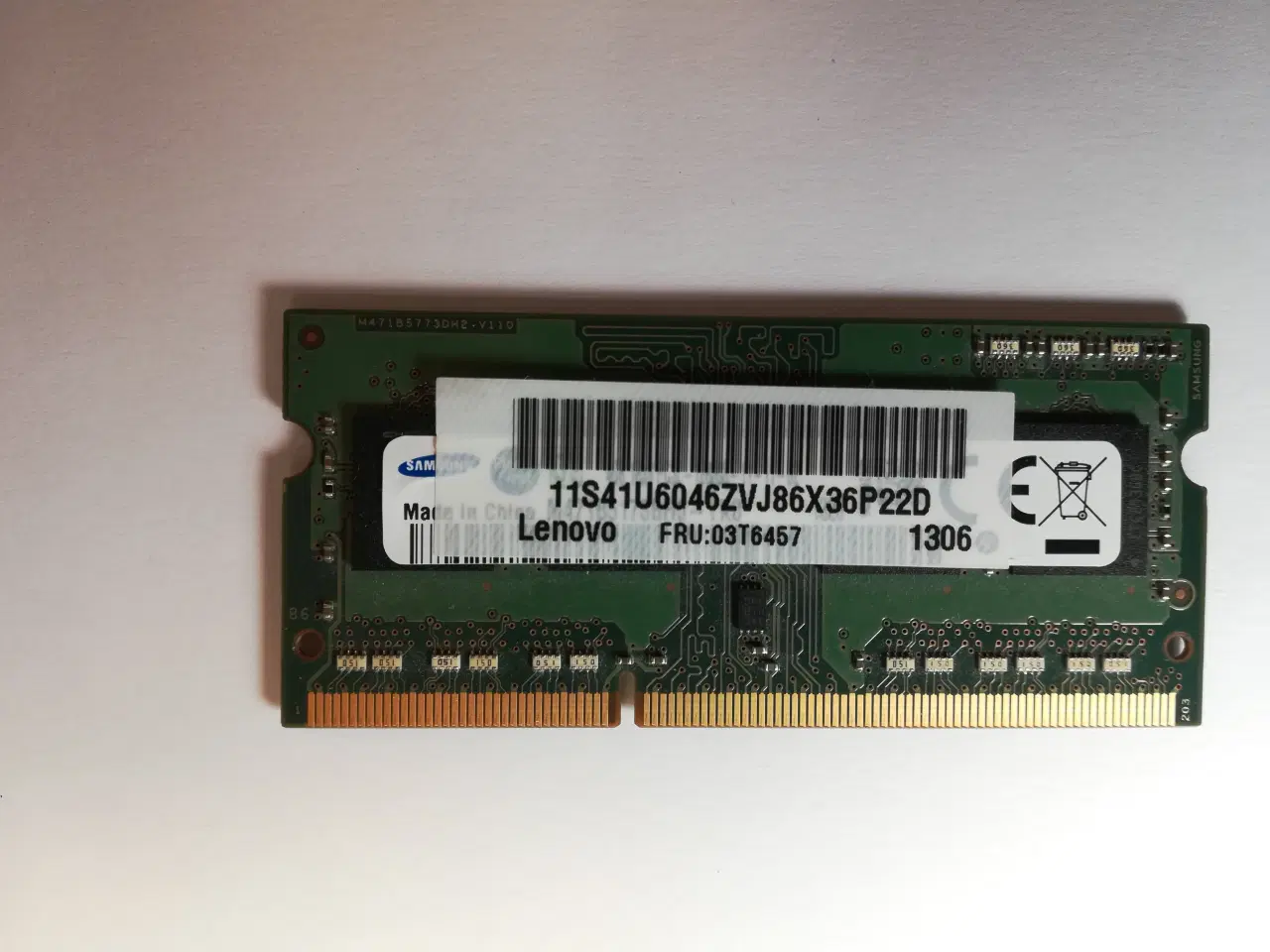 Billede 1 - Lenovo (Samsung) MEMORY 4G DDR3 1600 SODIMM, 4GB