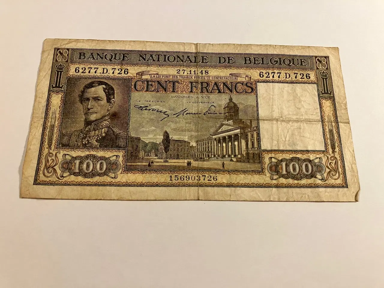 Billede 1 - 100 Francs Belgium 1948