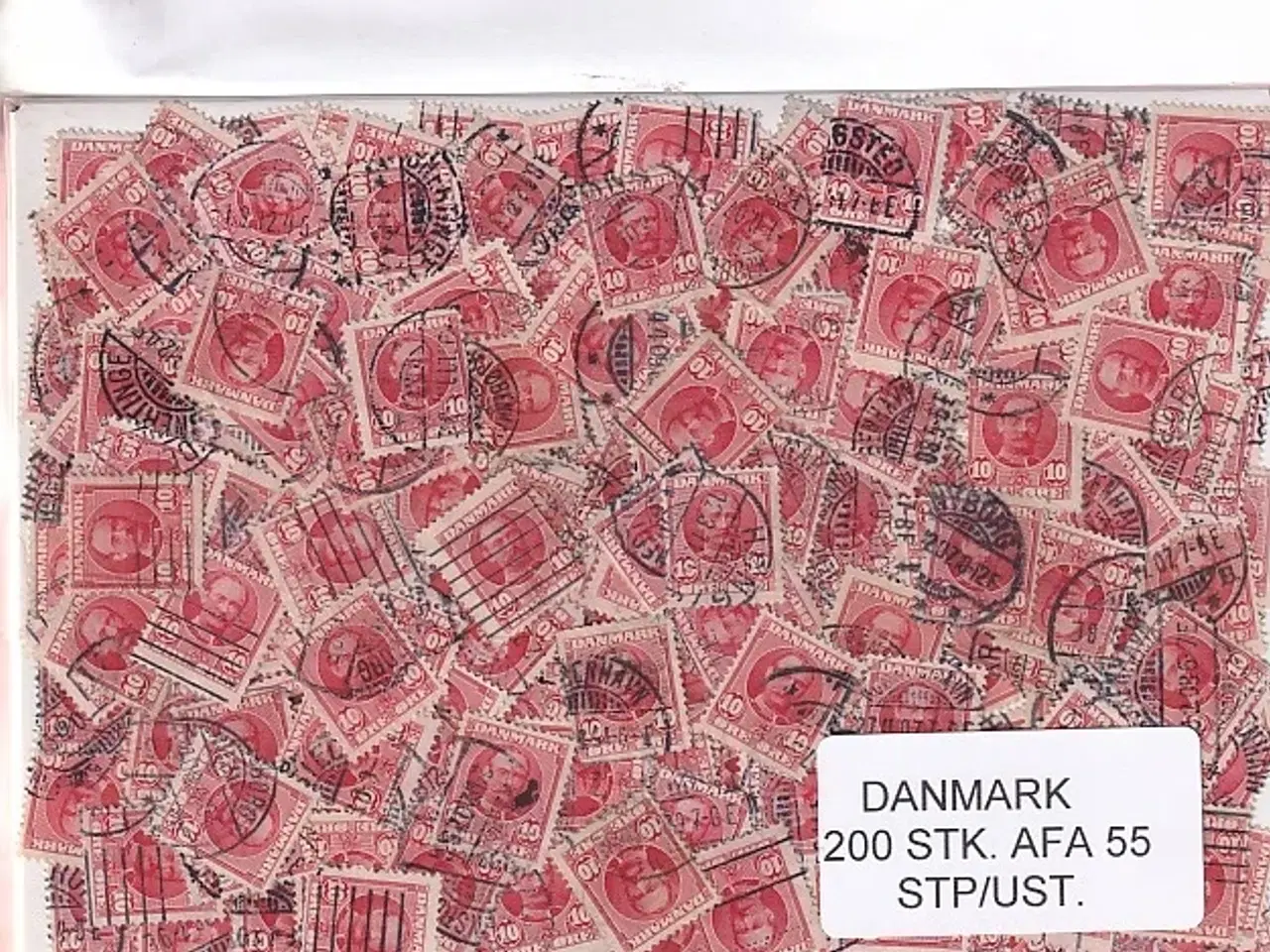 Billede 1 - Danmark 200 stk Afa 55 Stemplet/ustemplet.