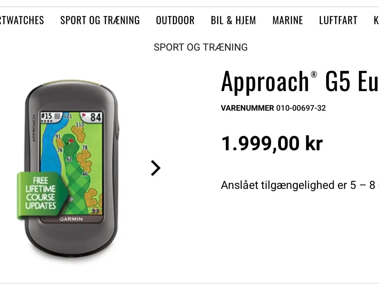 Billede 1 - Garmin G5 Golf gps