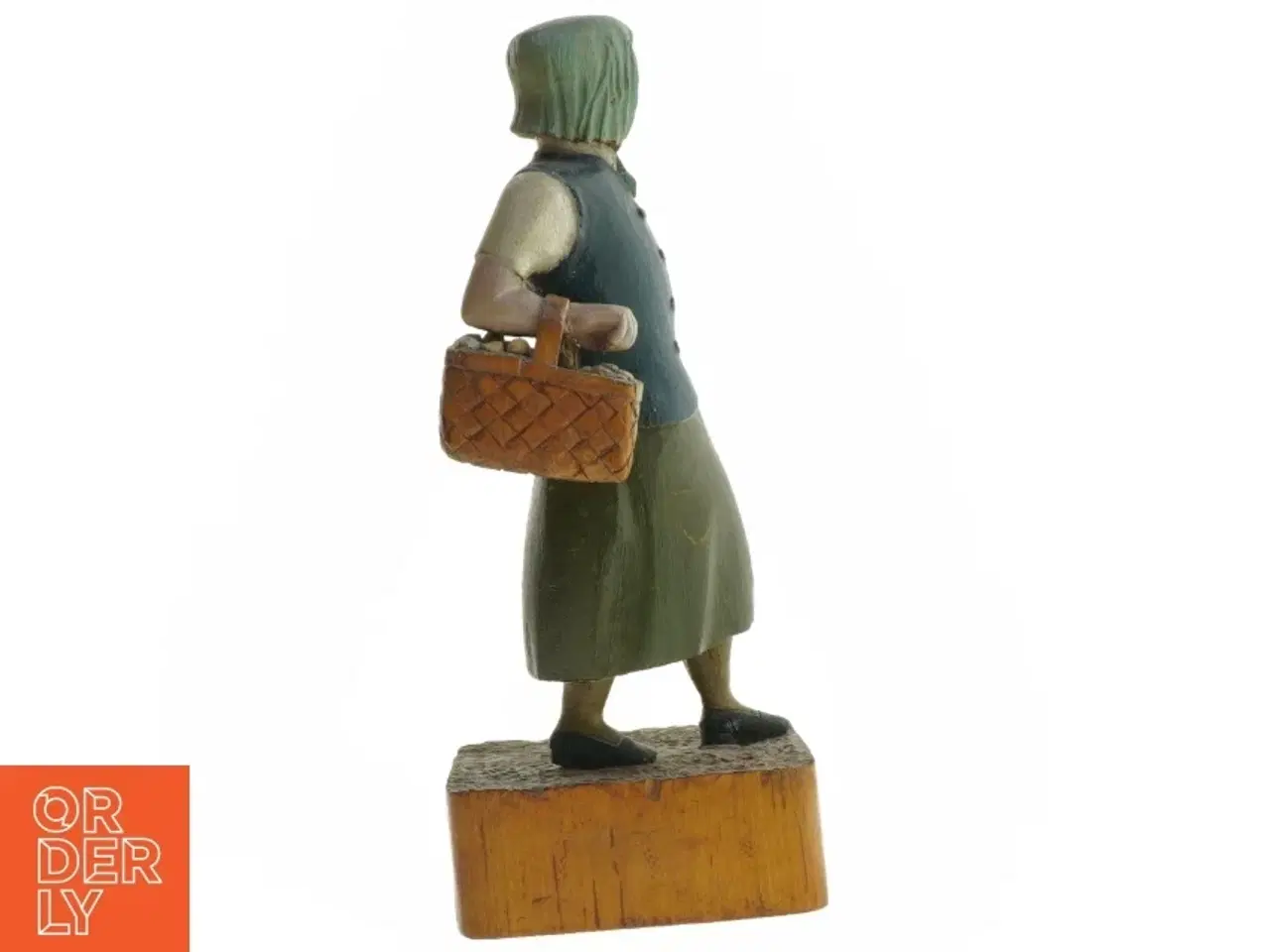 Billede 3 - Håndlavet træskulptur af bondekone (str. 28x10 cm)
