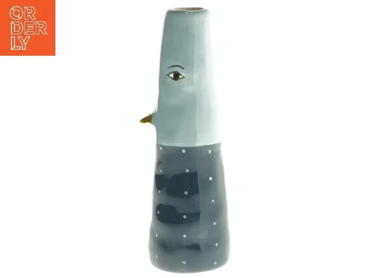 Billede 1 - Keramisk vase med fuglemotiv fra Speedtsberg (str. 15,5 cm)