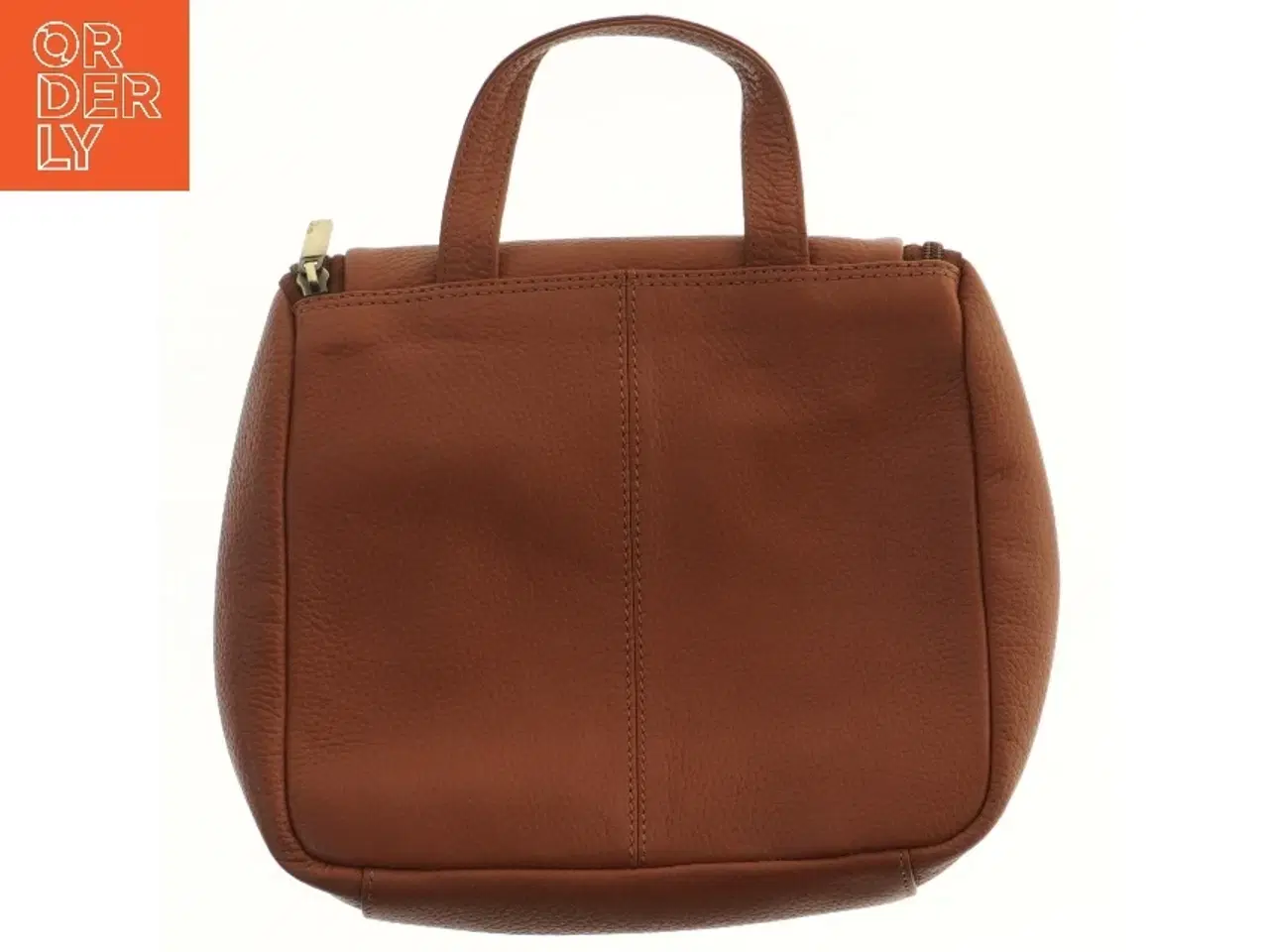 Billede 2 - Brun læder taske (str. 29x24,5 cm)