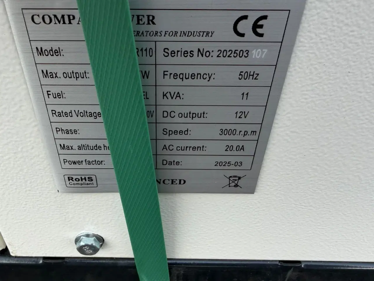 Billede 9 - Compal Power VG-R110 11 KVA Støjsvag Diesel Generator