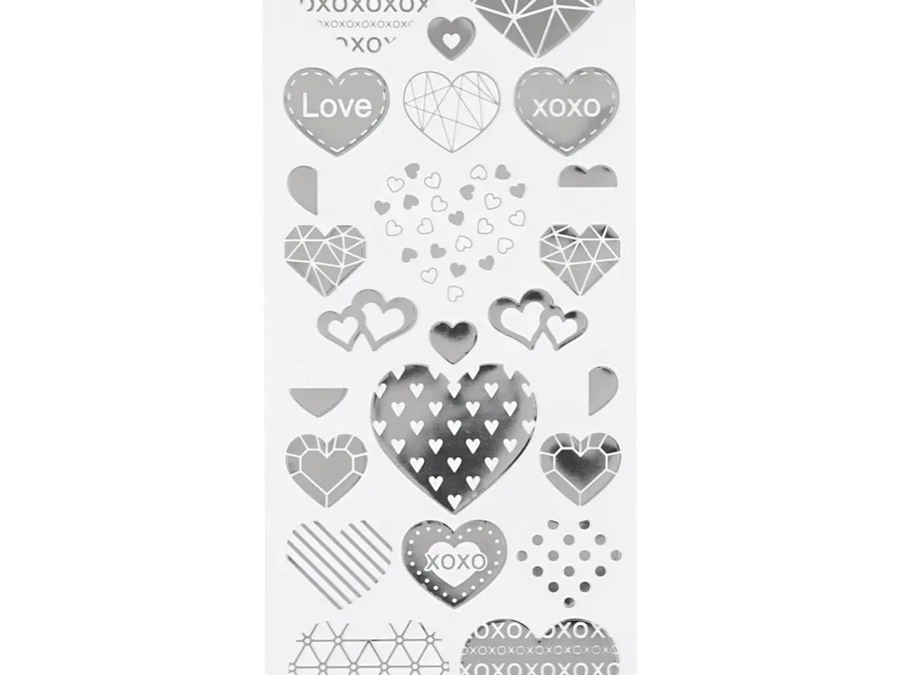 Billede 1 - Stickers, hjerter, ark 10x24 cm, sølv, 1 ark