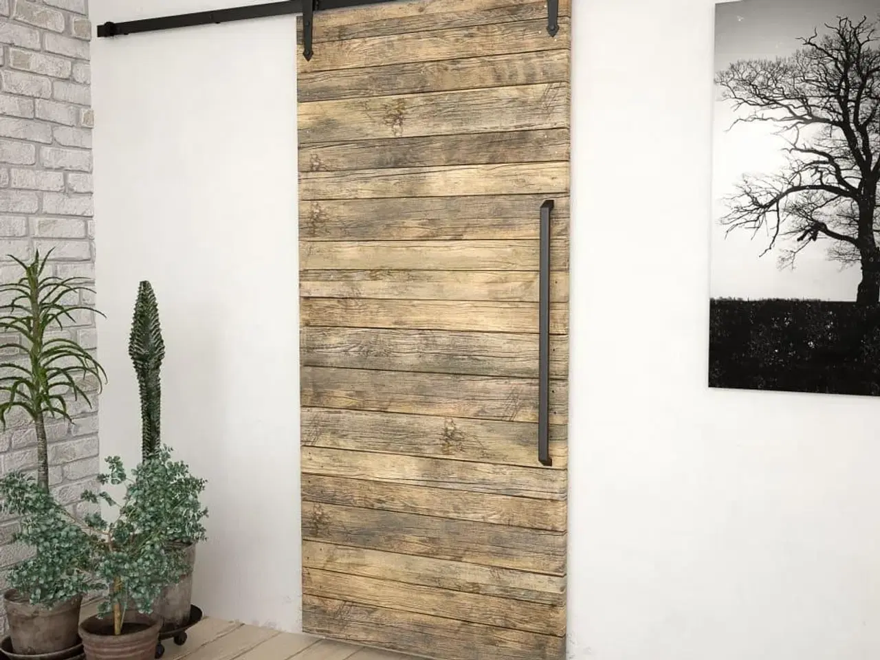 Billede 3 - Skinnesæt til skydedør 183 cm stål sort