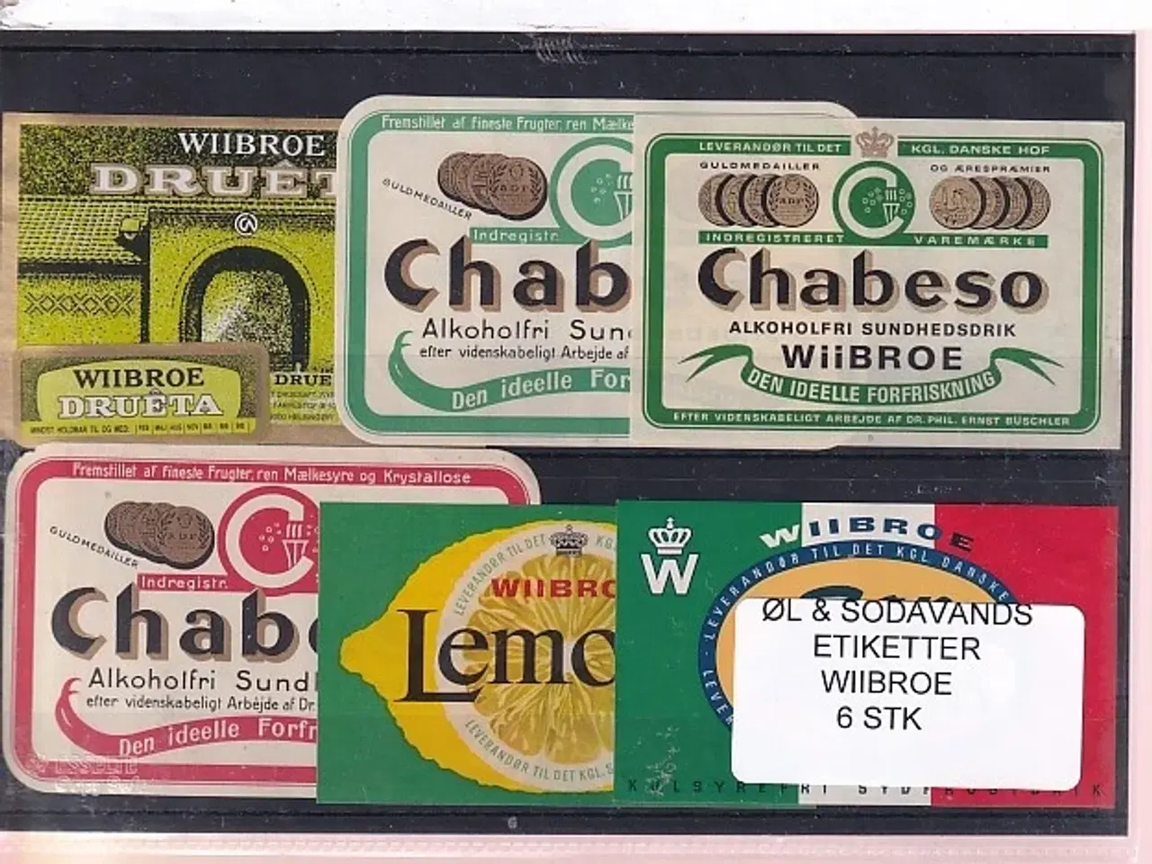 Billede 1 - Øl og Sodavands Etiketter - Wiibroe - 6 Stk.