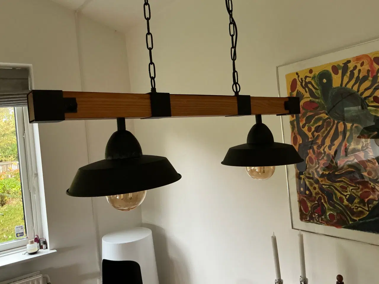 Billede 5 - Flot loftlampe i træ og metal