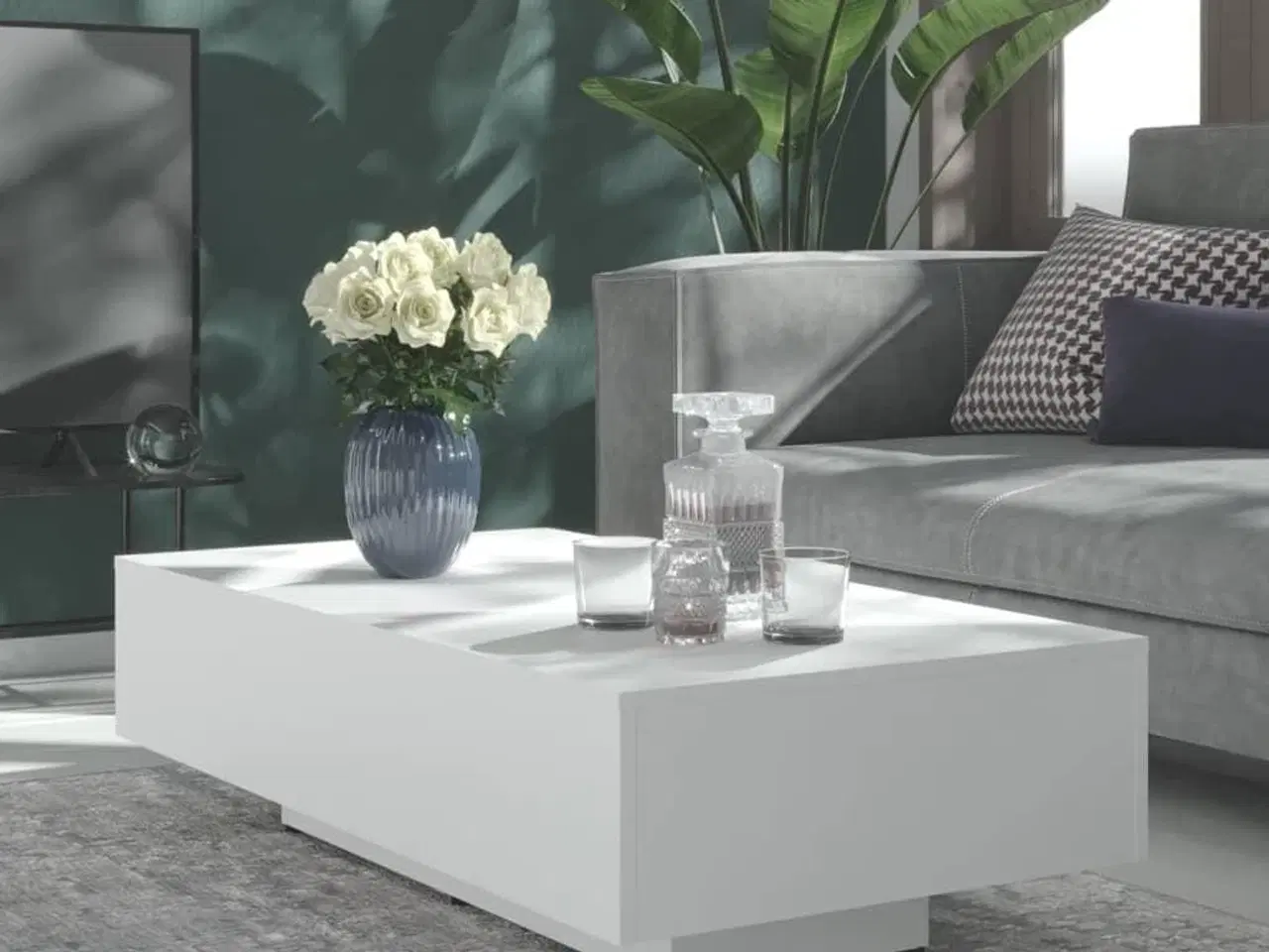 Billede 1 - Sofabord 100x49,5x31 cm konstrueret træ hvid