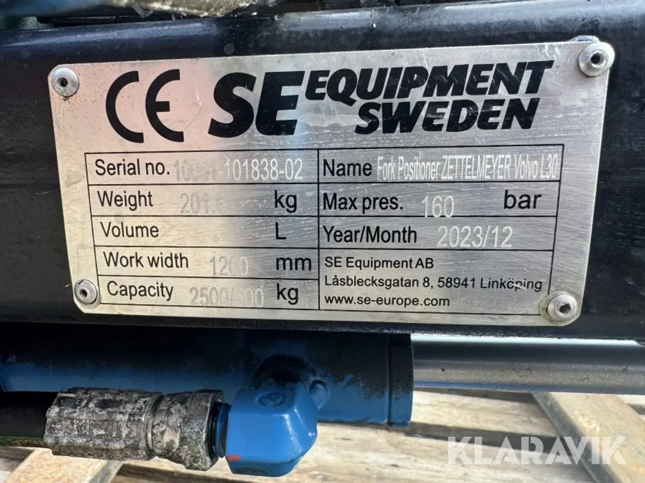 Billede 8 - Hydrauliske pallegafler 2500 kg med Volvo L30 fæste