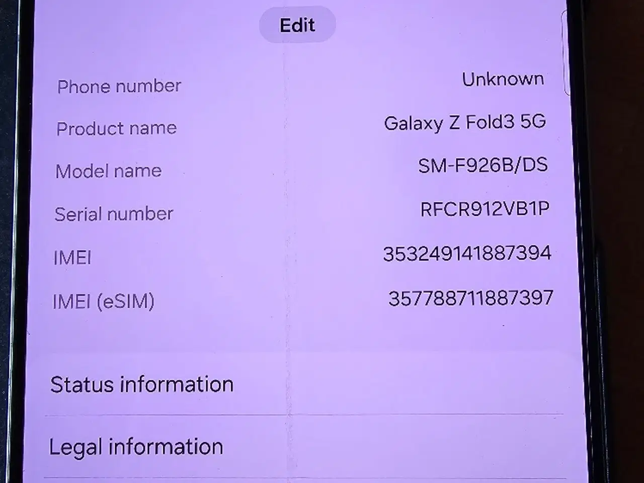 Billede 1 - Samsung Galaxy Fold 3 512 GB / 5G