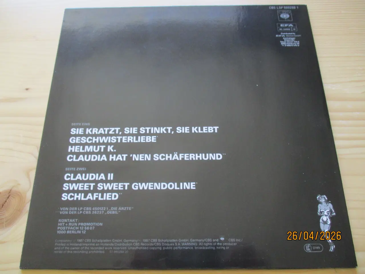 Billede 2 - Die Ärzte - Ab 18 + Punkrock 10" Vinyl + 1987 +