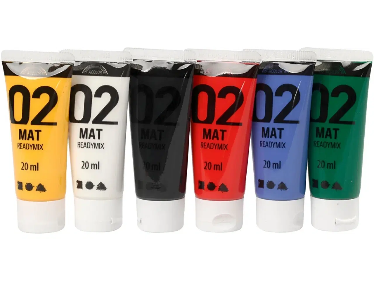 Billede 1 - Akrylmaling Mat, standardfarver, 6x20ml/ 1 pk.