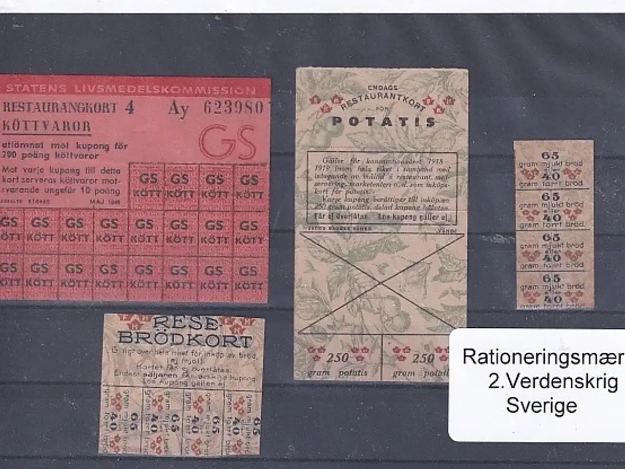 Billede 1 - Rationeringsmærker - 2. Verdenskrig - Sverige