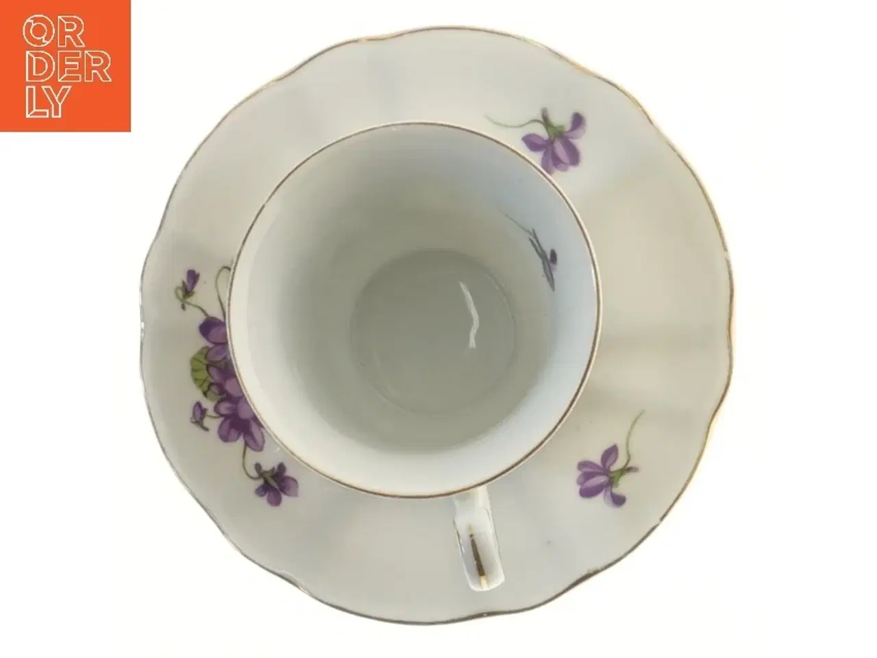 Billede 4 - Smuk Tekop med underkop med blomsterdesign (str. Ø 14 og 7xØ 8 cm)