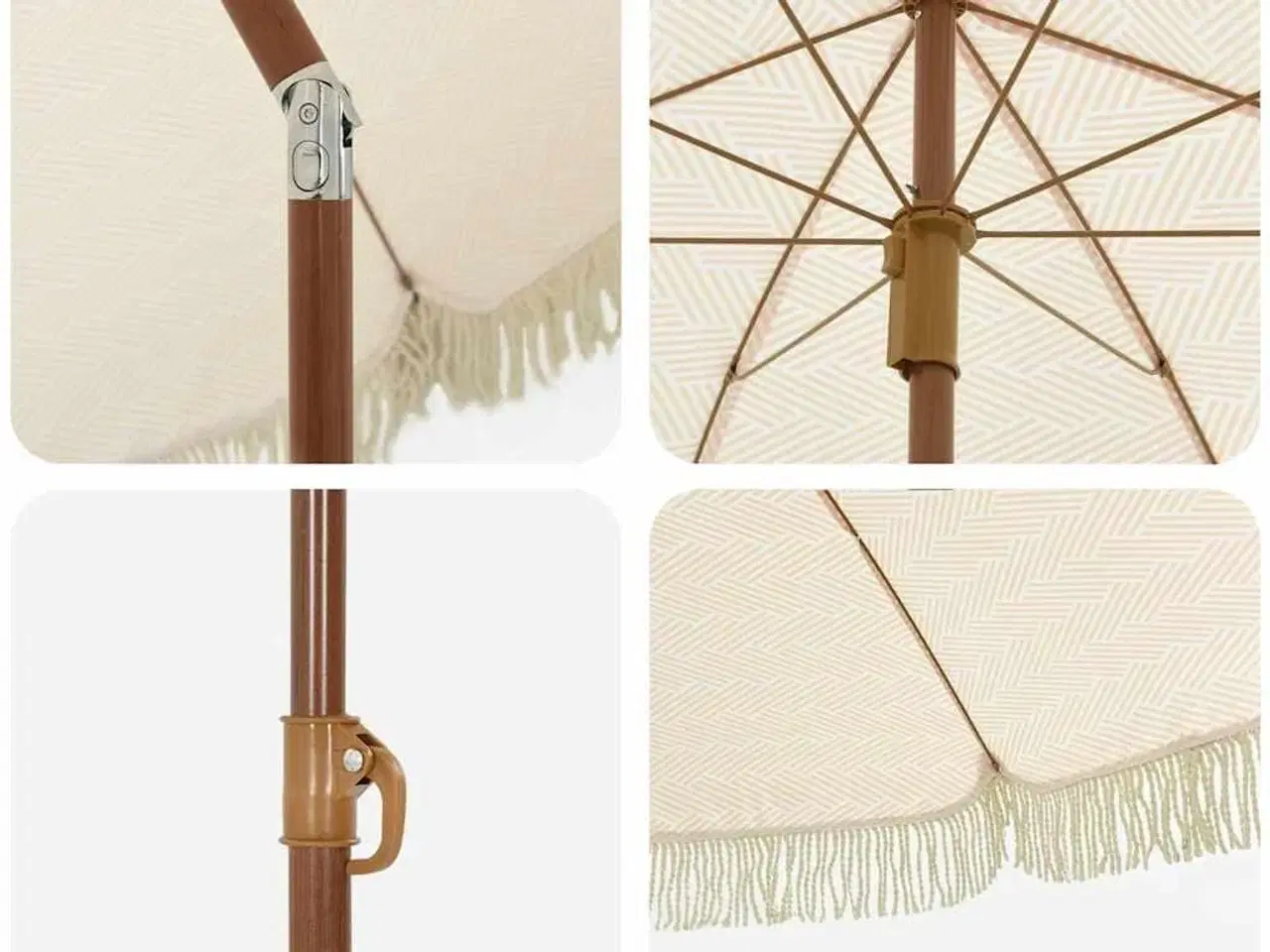Billede 3 - Parasol Gul og Hvid Ø 160 x 195 cm Stål