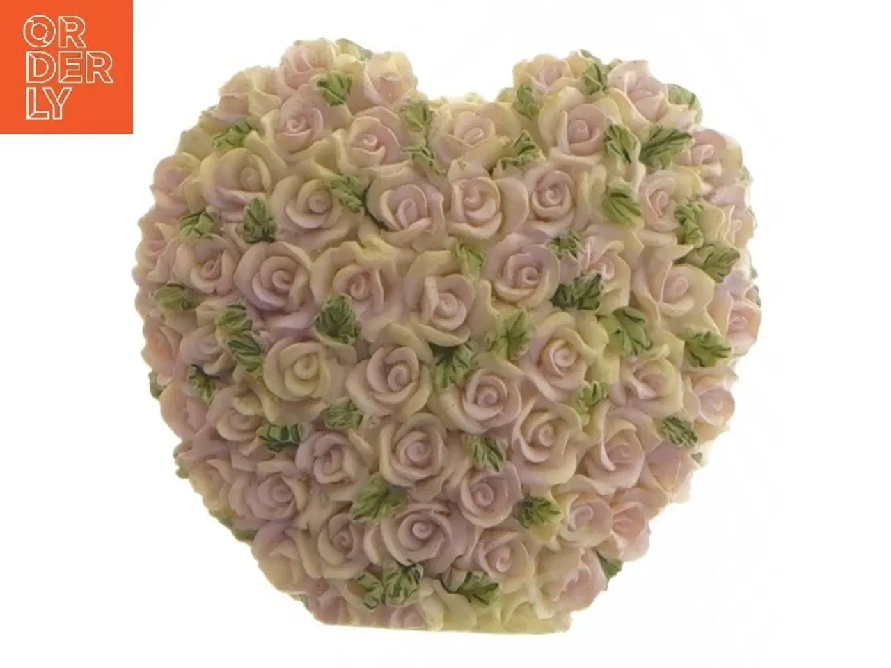 Billede 1 - Hjerteformet lysetage med roser (str. 8x8 cm)