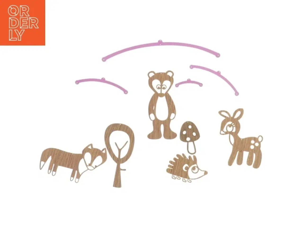 Billede 2 - Sebra træ-uro med skovtema (str. 18 x 18 cm)