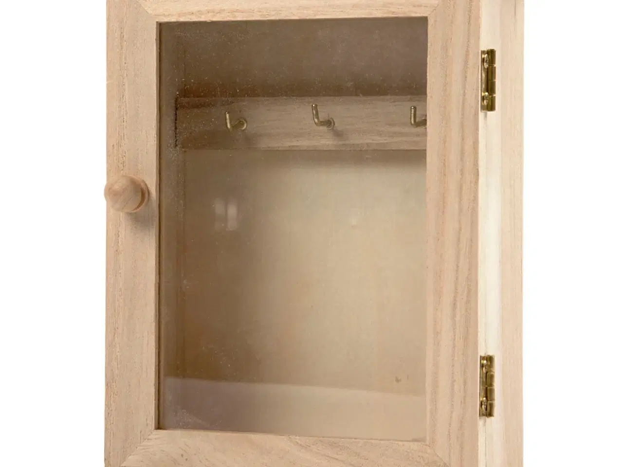 Billede 1 - Elegant Nøgleskab i Træ med Vindue - 18x14x6 cm