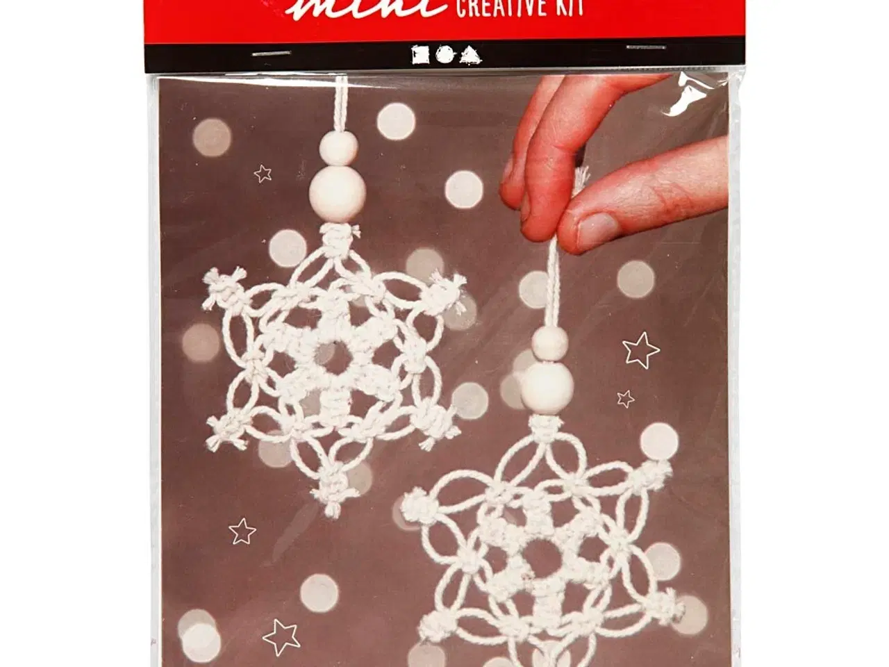 Billede 1 - Mini DIY Kit til Macramé Snefnug - 2 stk.