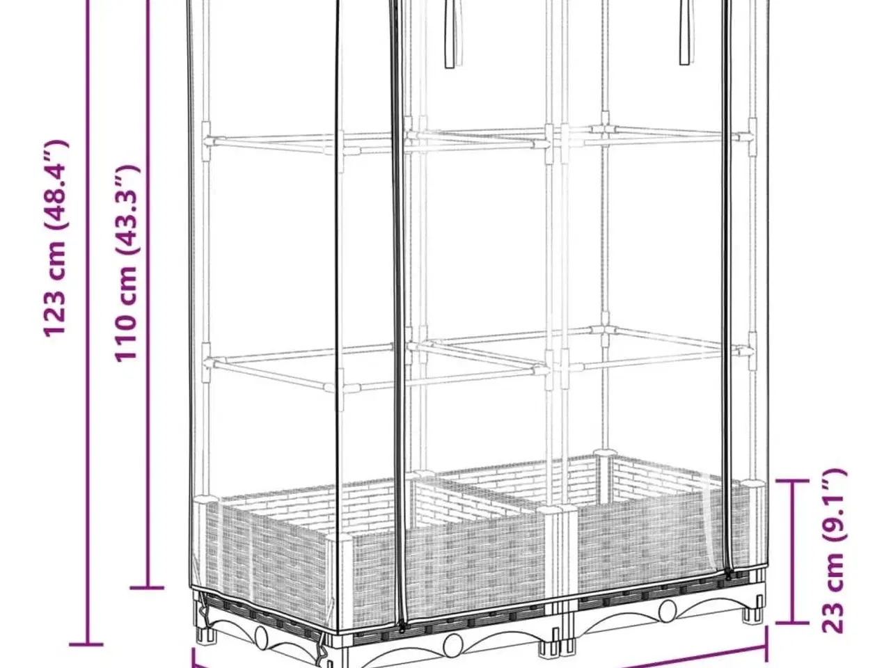 Billede 9 - Højbed med drivhusovertræk 80x40x123 cm rattan-look